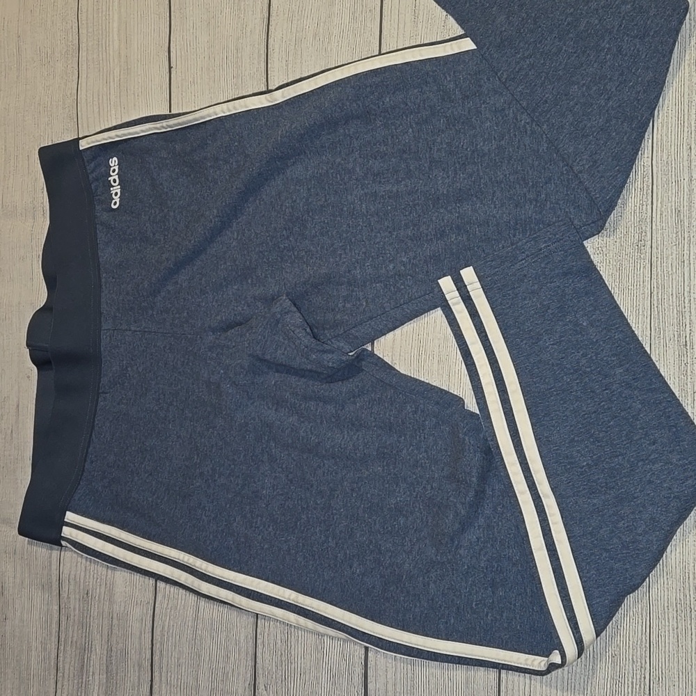 Adidas Women's Core Essentials 3 Stripes Tights Blue and White Size XL